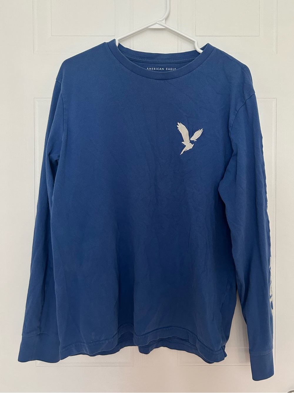 American Eagle Outfitters Long Sleeve Tee - Blue with White Logo - Men’s Size M